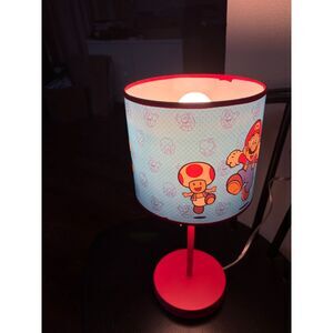 Super Mario Kids Table Lamp Red Base Mario Luigi Toad Works (Pull String Broken)